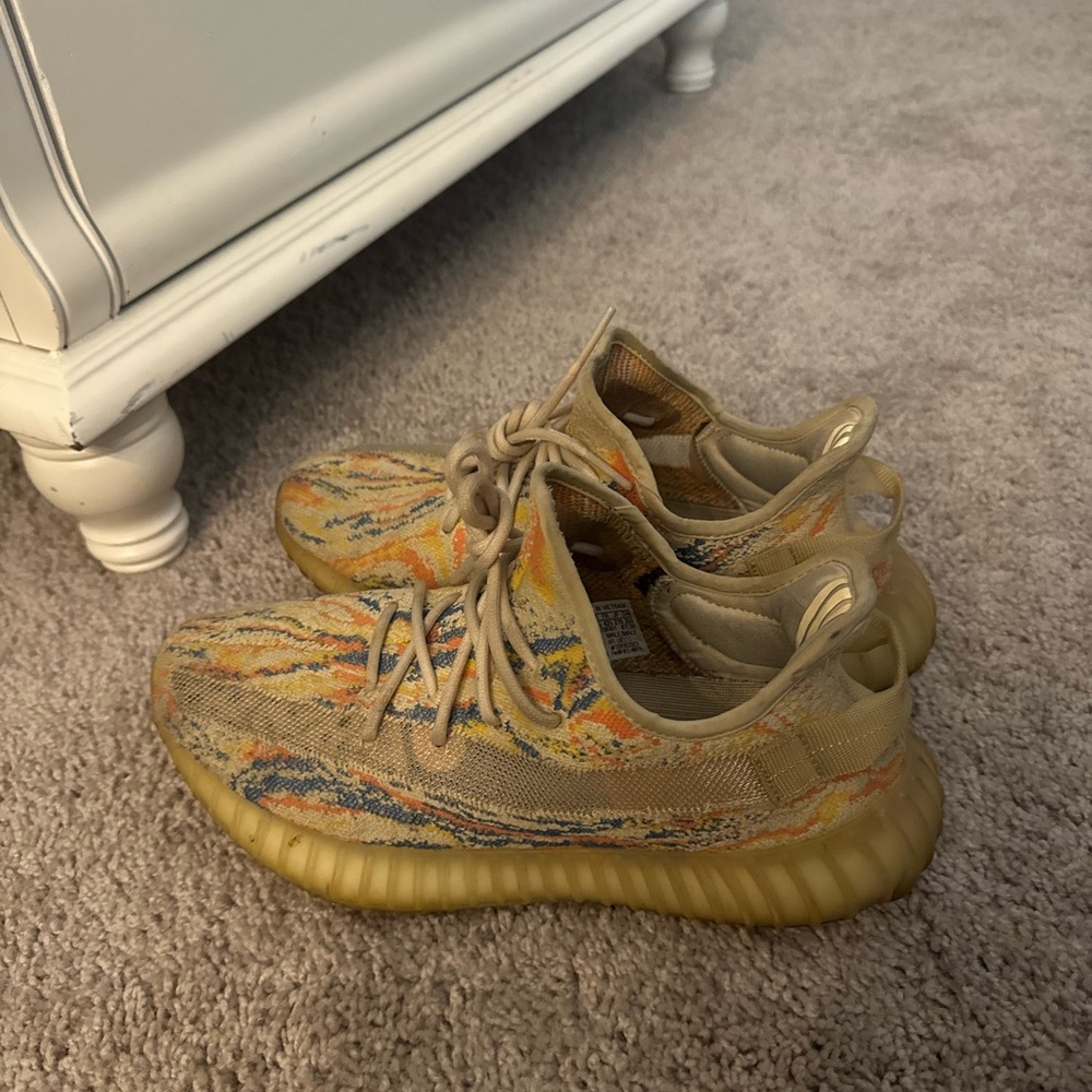 Yeezy Tan and Orange Athletic Shoes